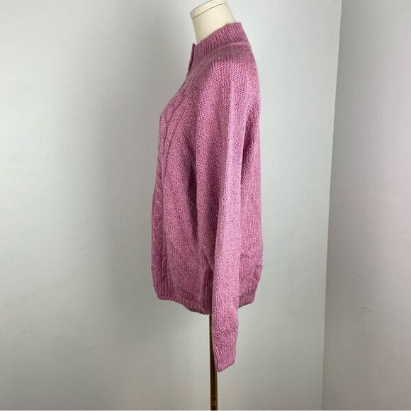 Pink Cable Knit Mock Neck Sweater CoastalGrandma Cottagecore Soft Girl Y2K Large - Picture 7 of 11